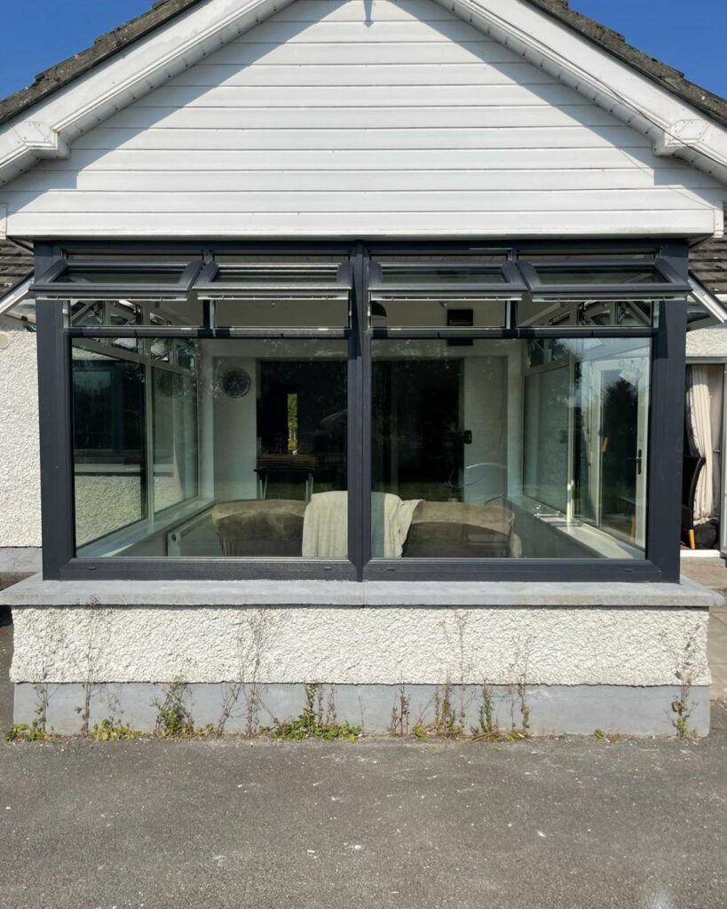 Ongoing installation of uPVC conservatory by window installers Dublin.