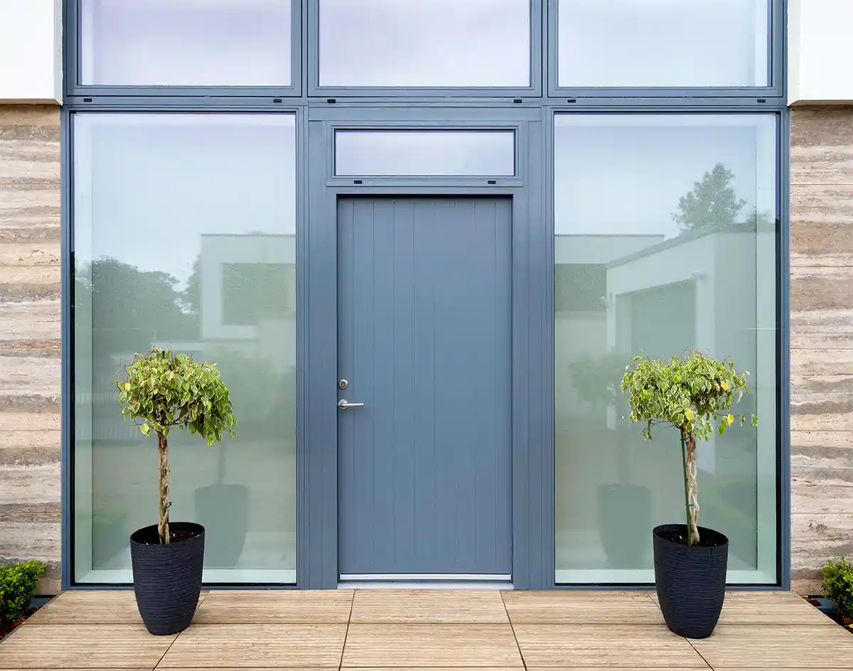 Stylish aluclad front door fitted by trusted window installers in Dublin.