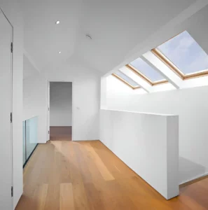 Fixed skylight window offering natural daylight, part of a new windows and doors renovation project.