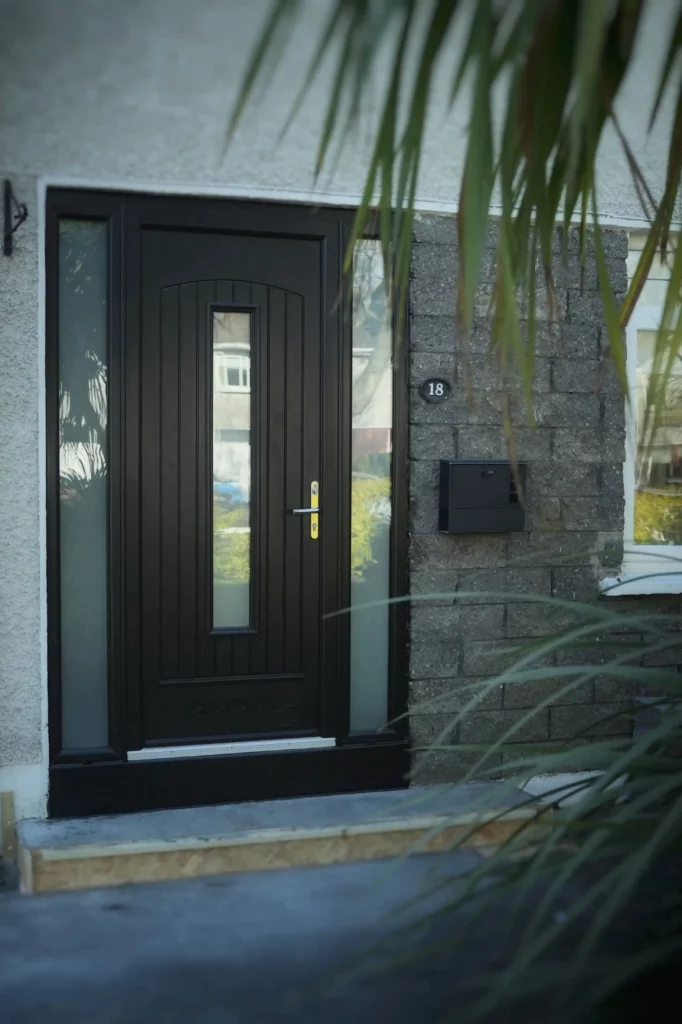 Traditional look achieved with bespoke palladio composite doors.