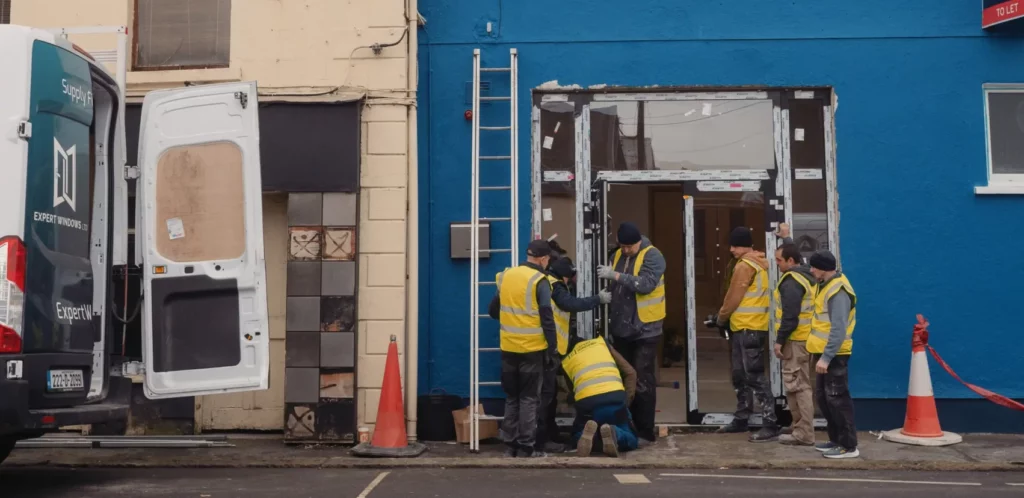 ongoing front door installation by ExpertWindows.ie team